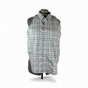 Bib for Adult | Handcrafted Dignity Cover | Beige Plaid‎ Button-Up | 19” x 22”